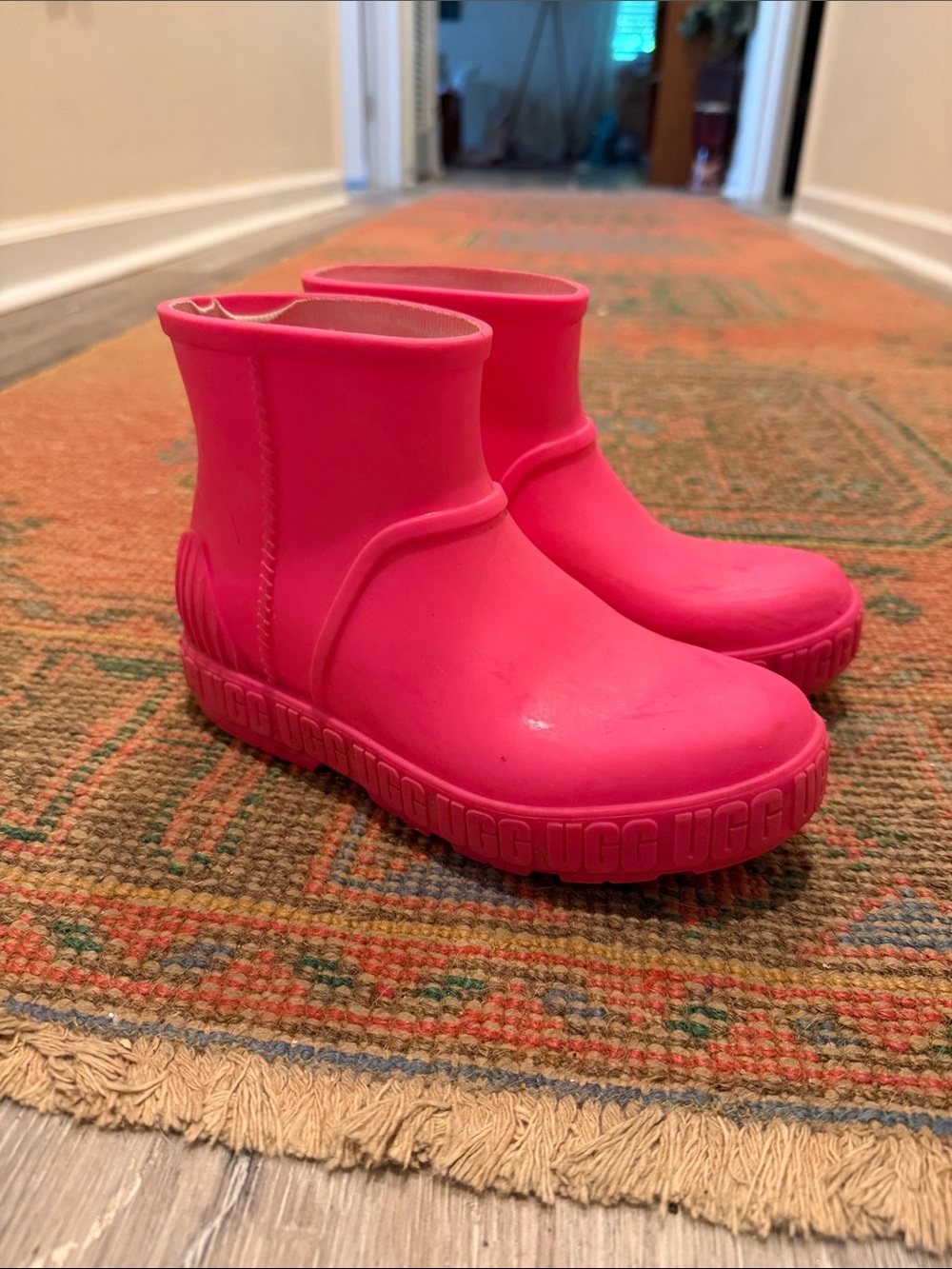 UGG Kids Hot Pink Short Waterproof Rain Boots